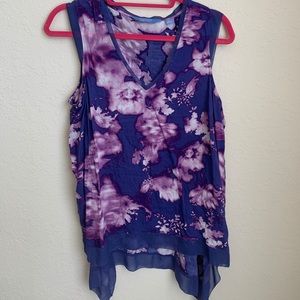 Vera Wang | Watercolor floral tank top